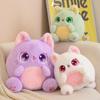 Sitting Fatty Cat Plush Toy Cartoon Animal Plushie Peluche Blue Pink Green White Purple Big Eyes Kawaii Kitten Present