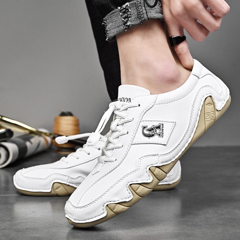 Весенние новые повседневные туфли из натуральной кожи для вождения, дышащие, мужские британские повседневные туфли Octopus Gommino с низким верхом