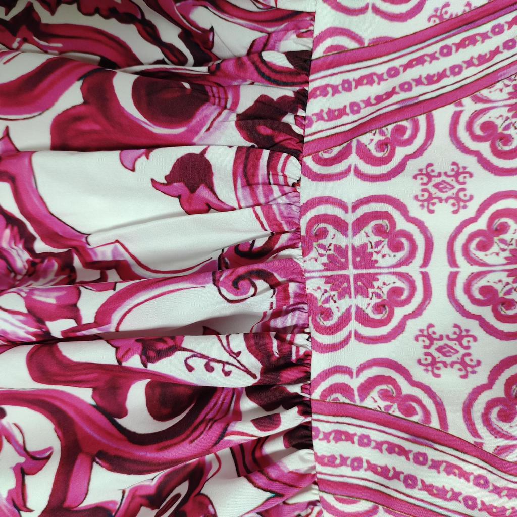 Новая квадратная горловина юбка-солнце облегающая высокая талия принт модное принтованное платье-комбинация без рукавов свободное платье-халат