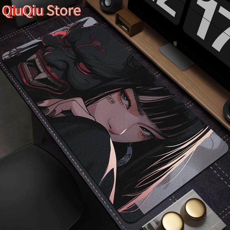 Gamer Mouse Pad Oni Devil Mask Rubber Mouse Mat Anime Girls Large Gaming Mousepad Game HD Print Keyboard Pad Non-Slip Desk Mat