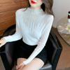 Топы с полувысоким воротником, женские пуловеры с длинными рукавами, осень и зима 2023, облегающий свитер, однотонная одежда 29091
