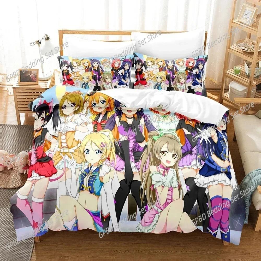 New 3D Printed Love Live 3D Duvet Cover Bedding Set Comforter Linen Pillowcases Home Decor Single Double Twin King Queen
