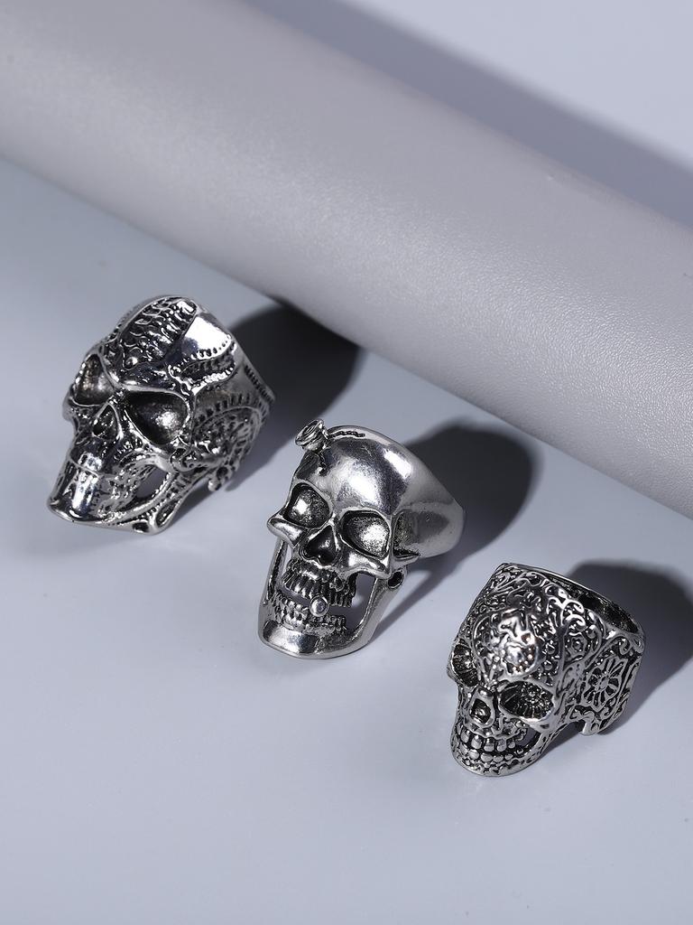 3 шт. Женский модный трендовый комплект колец с геометрическим черепом, модная бижутерия для вечеринки, карнавала, фестиваля, подарка