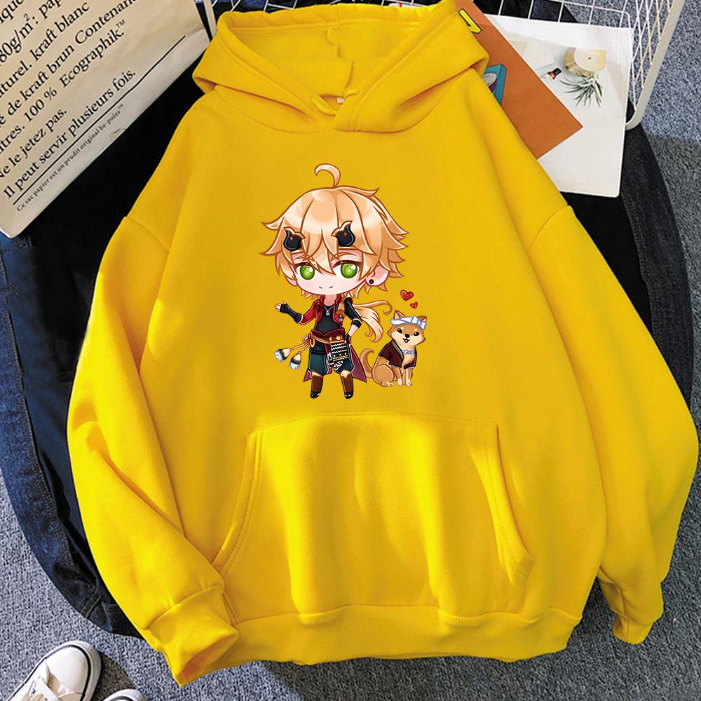 Hot Kawaii Oversized Genshin Impact Hoodie Game Printed Thoma Sweatshirts Horror Sudaderas Mujer Gothic Hip Hop Wo Unisex Streetwear