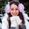 Модные плюшевые женские зимние наушники-муфты, теплые наушники для ушей, рождественские наушники, форма, девичьи наушники, цвет авроры
