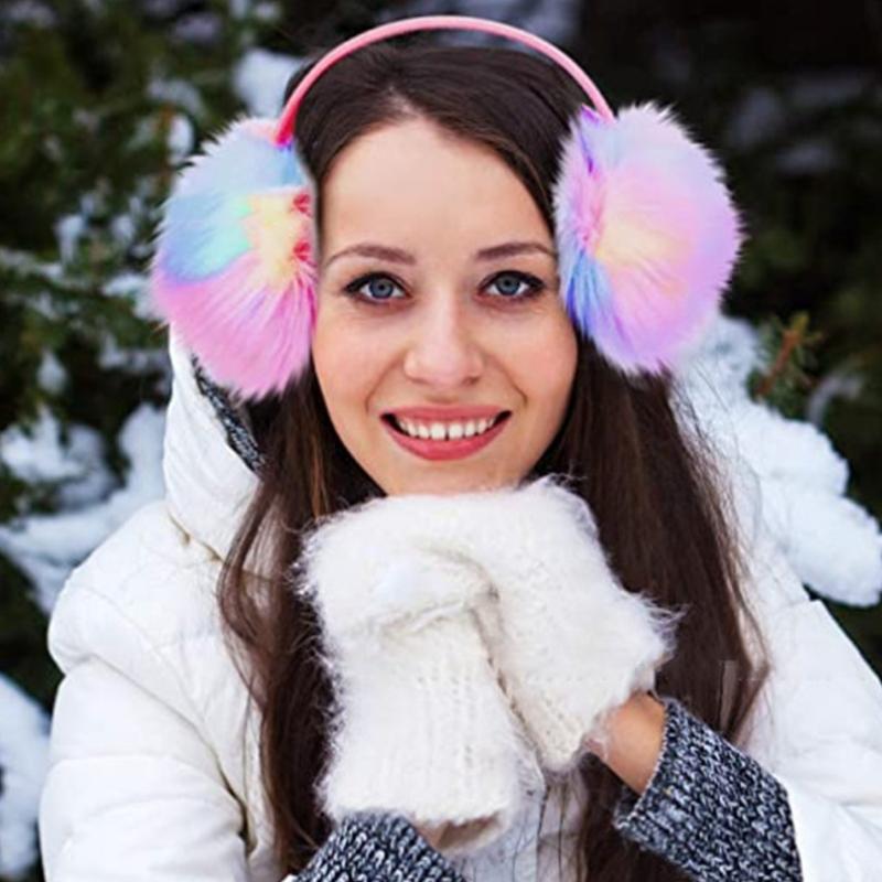 Модные плюшевые женские зимние наушники-муфты, теплые наушники для ушей, рождественские наушники, форма, девичьи наушники, цвет авроры