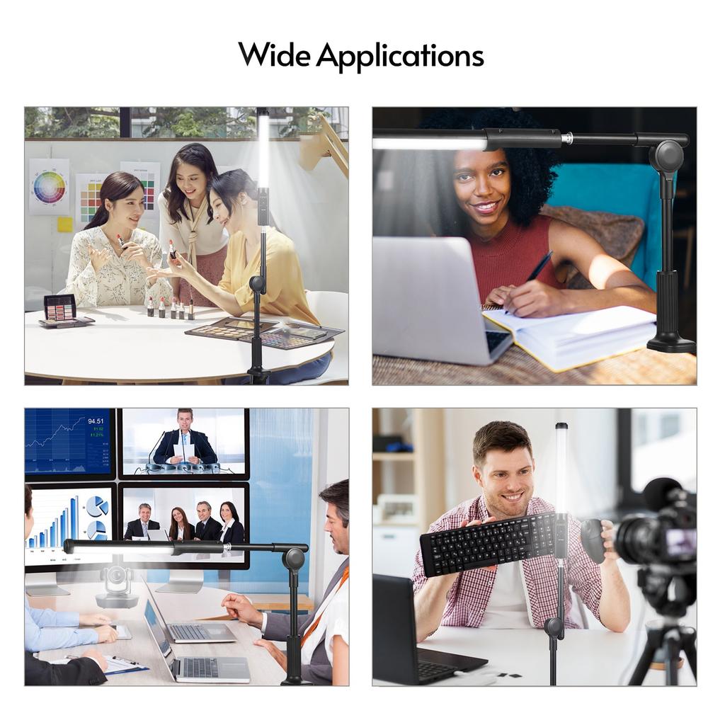 RGB LED Tube, Bicolor Temperature 3200K 5500K   with 9 Color Effects and Remote Control, for Photography Vlog Live Streaming