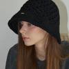 Slowslowly Fruit Handmade Crochet Wool Knit Bucket Hat _ Black