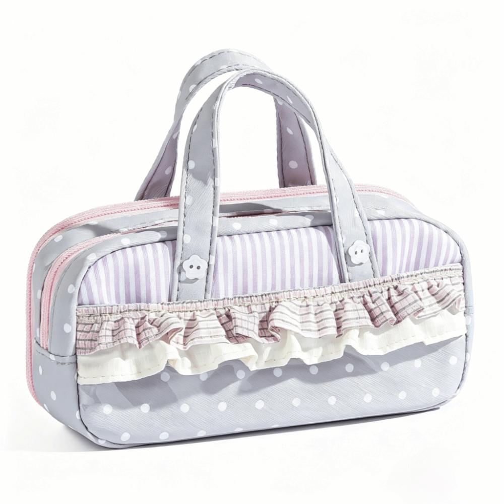 Plaid Polka Dot Lace Pencil Case Large Capacity Lace Stationery Bag Lace Pen Bag  Gift Giving