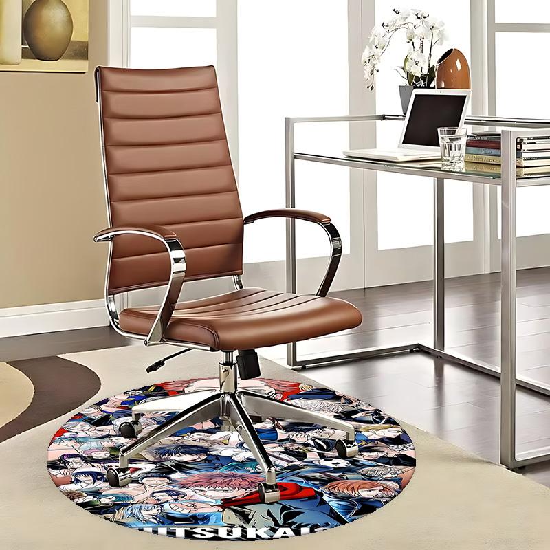 1pc Anime Character Round Carpet Fitsuoka Design, Office Chair Mat, NonSlip Rug for Home Decor, Seasonal Gift, Suitable for Office, Living Room