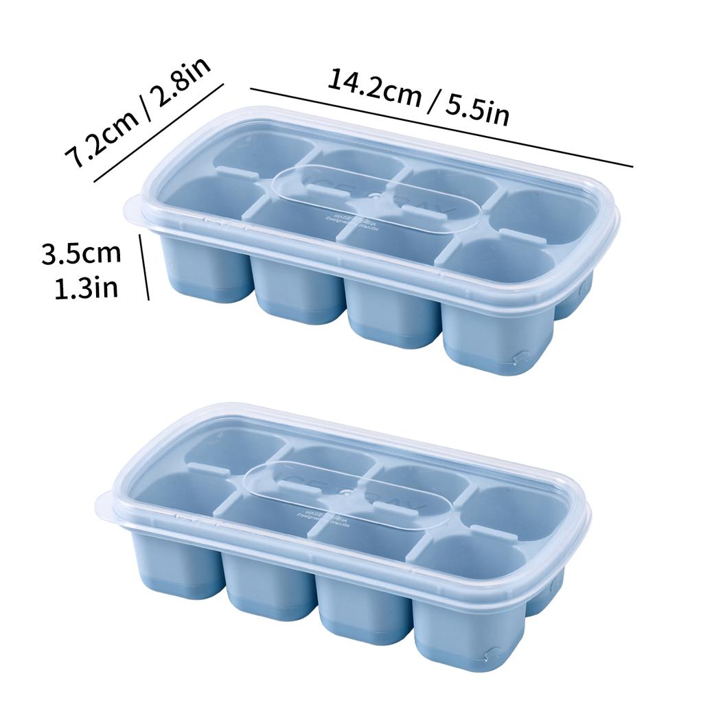 Ice Cube Tray With Lid Refrigerator Silicone Ice Mold Reusable 8 Grids Ice Cube Maker Kitchen Accessories Ice Cube Box