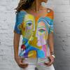 Women's T-shirt Abstract Art Face Print Girls Clothing 3D Oversized Classic Short Sleeve Tops Female Fashion Casual Streetwear