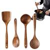 Деревянные кухонные принадлежности Набор из 4 безопасных натуральных деревянных ложек для приготовления пищи Кухонная утварь Большая суповая ложка Кухонные принадлежности Лопатка