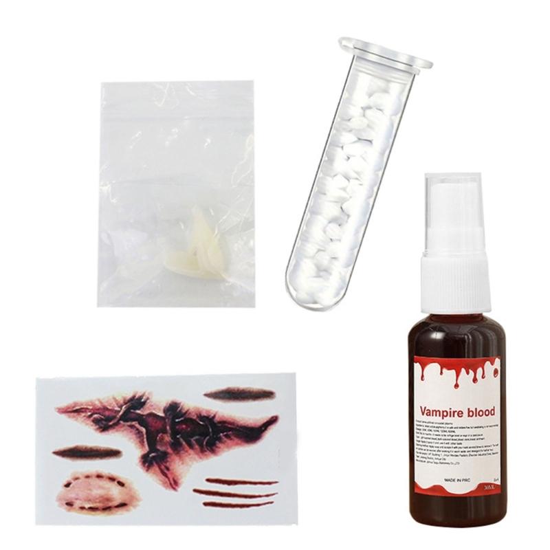 Realistic Vampires False Teeth Set With Blood Effect And Safe Dental Cosplay For Halloween Costume Accessories