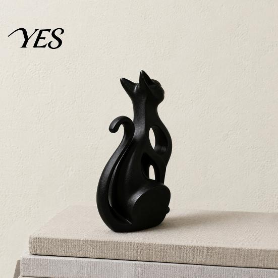 Настольное украшение-кошка, Полая 3D-печатная фигурка, Современная абстрактная статуэтка сидящего котенка, Художественная скульптура животного для украшения дома, Подарок для любителей
