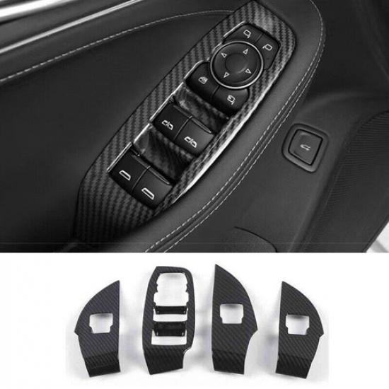 Carbon Fiber ABS Window Lift Panel Switch Cover Trim For Cadillac CT5 -