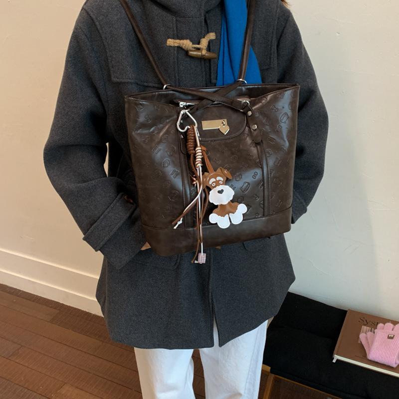 Embossed tote bag women's large capacity 2025 new autumn and winter versatile casual shoulder bag multi-functional backpack backpack