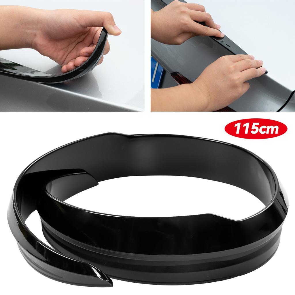 115cm/45in Clossy Black Car Tail Rear Roof Trunk Spoiler Lip Extension Wing V-Style For Tesla Model 3 Y 2017-2022