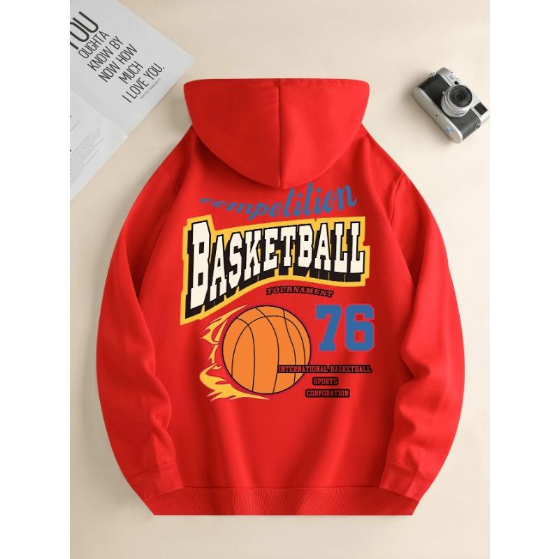 Мужская модная толстовка с капюшоном, повседневная, с завязками, с капюшоном, баскетбольный принт, карман-кенгуру спереди, мужская куртка, толстовки и свитшоты для мужчин
