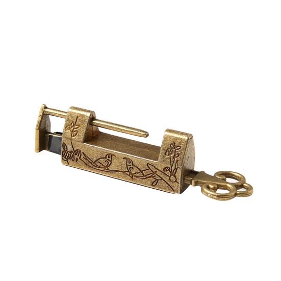 Drawer Padlock Chinese Style Bird Flower Decor Horizontal Opening Zinc Alloy Anti Rust Vintage Padlock for Cabinet