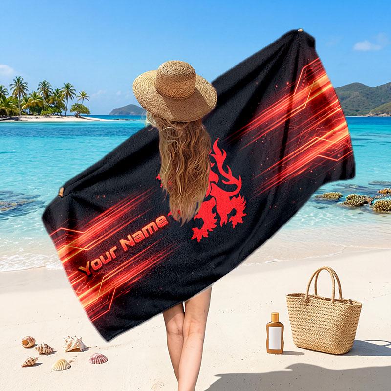 Middlesbrough FC Custom Beach Towel, Personalized Name Text Print, Football Logo Soft Quick‑Dry Towel Holiday Gift