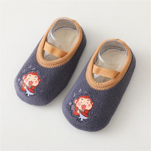 Baby Boys Girls Shoes First Walkers Winter Indoor Outdoor Slippers Infant Crib Floor Shoes with Rubber Sole Anti-slip