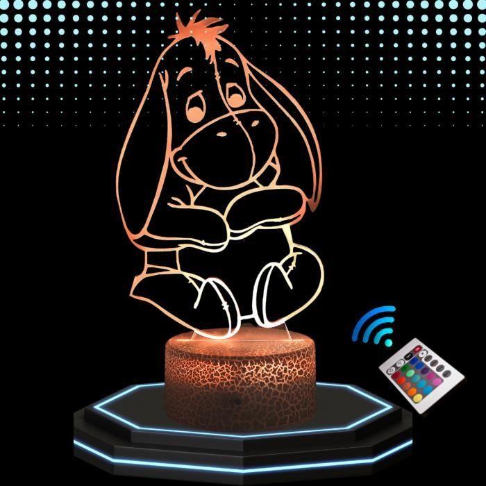 Lampe De Chevet 3D LED Bourriquet, Veilleuse Changement De Couleurs, Lampe Tactile Bureau Et Chambre Enfant, Idée Cadeau Noël