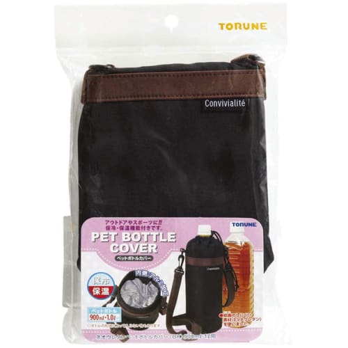 Torne Neo Urethane PET Bottle Holder, Black, Insulates 900ml-1L Bottles, Aluminum Interior, Condensation Resistant, Shoulder Strap Included, P-3575