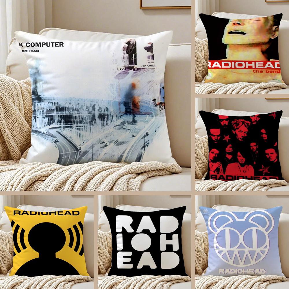 RRadiohead Cushion Cover Pillowcase Antidustmite Invisible Zipper Short Plush Sofa Cushion