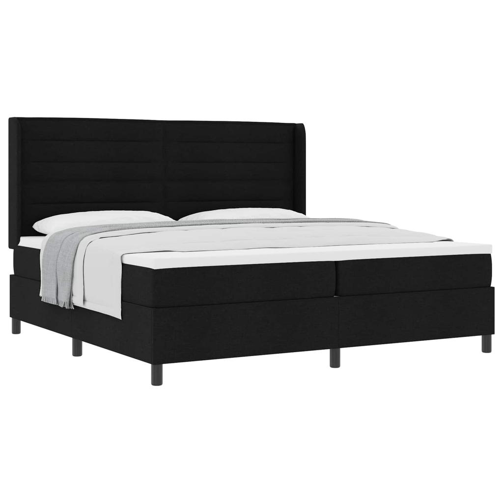 Box Spring Bed with Mattress Black 200 x 200 cm Fabric