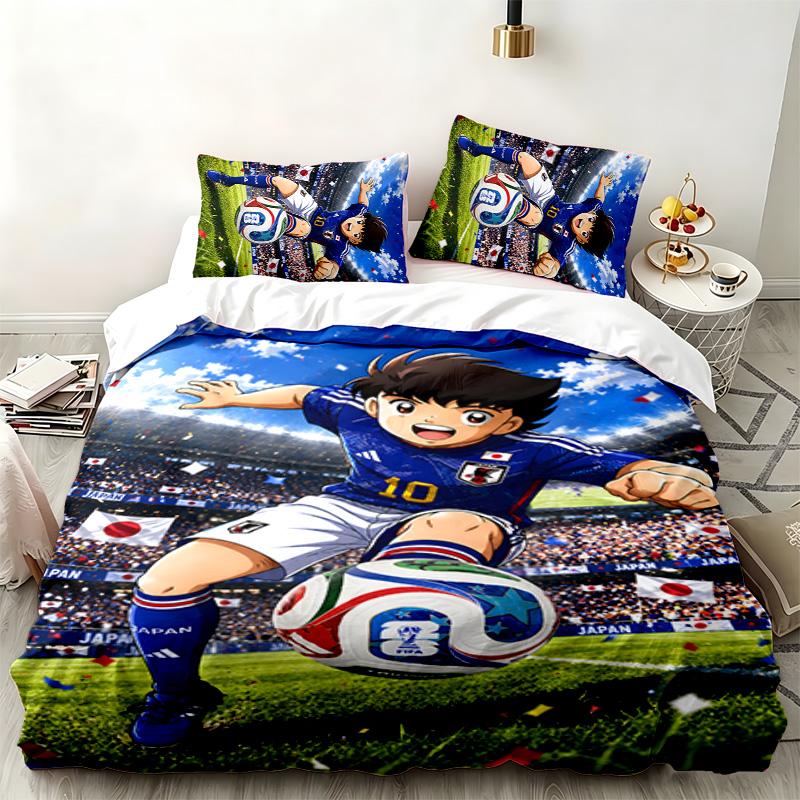 CAPTAIN TSUBASA 3pc set Perfect for bedroom use Comfortable bedding set includes a duvet cover and two pillowcases Ideal birthday or Christmas gift