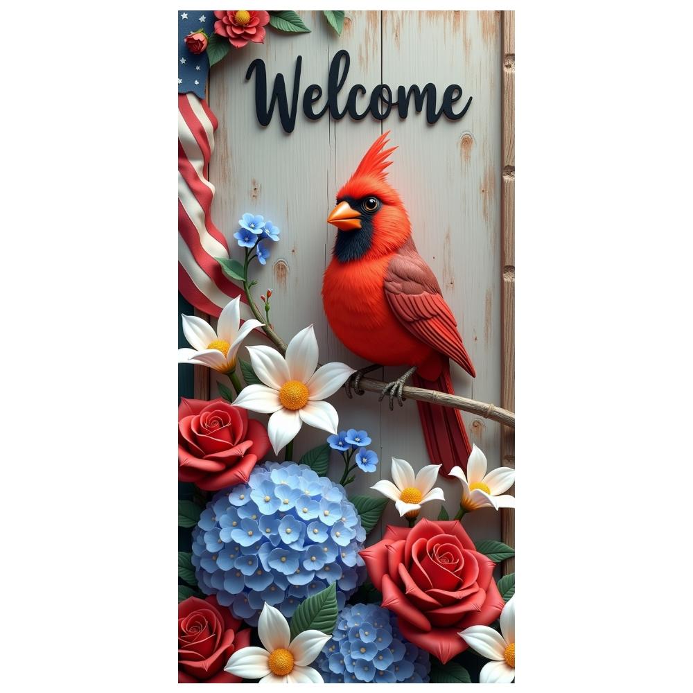 Outdoor Welcome Banner Red Roses Patriotic Display Welcome Banner American Flag Accent Floral Background For Welcome