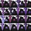 New Design Mens Purple Novelty Necktie Handkerchief Cufflinks Silk Tie Set