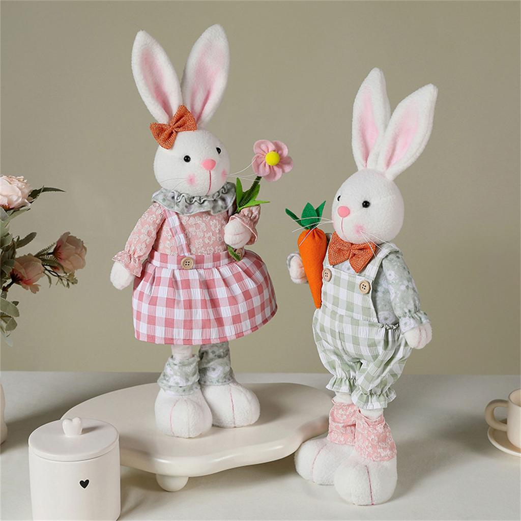 Cute Rabbit Easter Miniature Craft Extendable Legs Rabbit Ornament Fairy Garden Supplies Desk Home Figurine Ornament