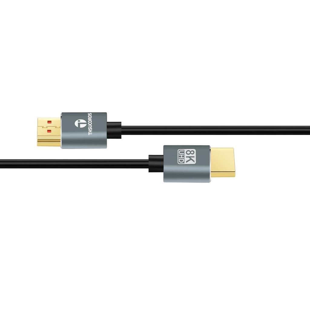 Thsucords Ultra Thin 8K 4K HDMI Cable 1M Slim Flexible Soft High Speed HDMI Lead 48Gbps Compatible with Roku Qualified Billing Available & 2.1