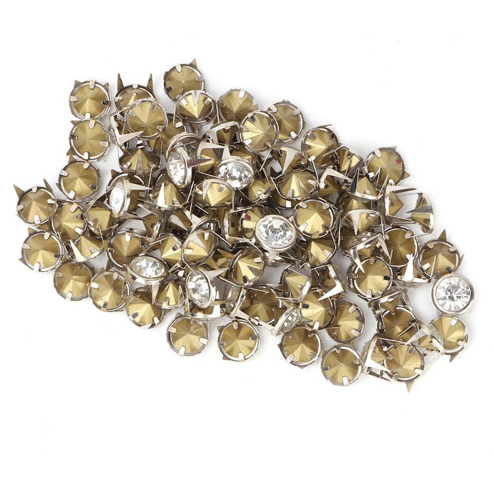 100pcs Crystal Inlay Crystal Rhinestone Rivets DIY Leather Craft Studs Leather Craft Decoration