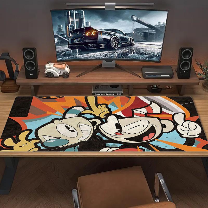 Cuphead & Mugman Print Cushion Non-slip Laptop Tablet Big Mousepad XXL Mat Mini PC Playmat With Lock edge