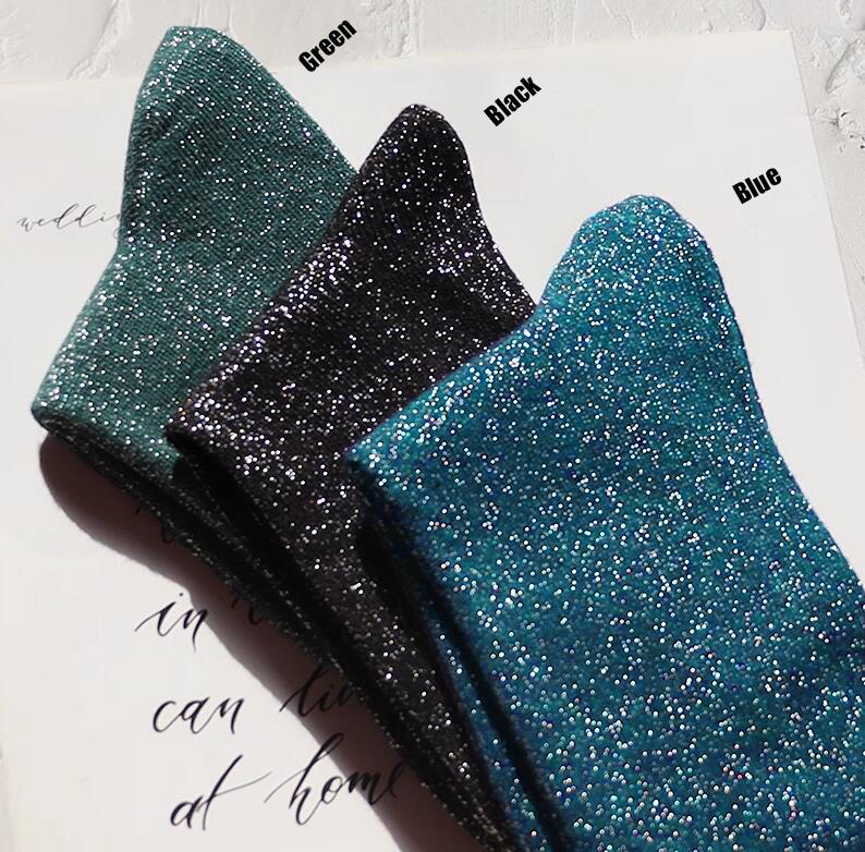 3 пары/комплект Женские модные сексуальные блестящие носки в корейском стиле золото серебро шелк конфетных цветов носки роскошный дизайн высокое качество