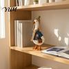 Desktop Goose Accessories 7 Inch Desk Outfits, 4 Pcs Knitted Sweater Hat Scarf Figurine Costume Crossbody Bag Winter Holiday Accessory for Office,