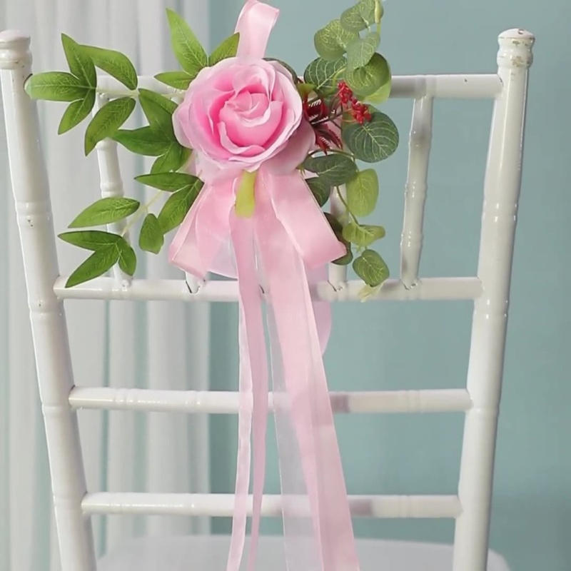 Outdoor Wedding Decoration Rose Chair Back Flower Wedding Car Mirror Flower Wedding Corridor Hotel Chair Back Flower