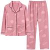 Autumn Women's 100% Cotton Long Sleeve Pajama Set Middle-aged Elderly Thin Cardigan Suitable For Home Wear