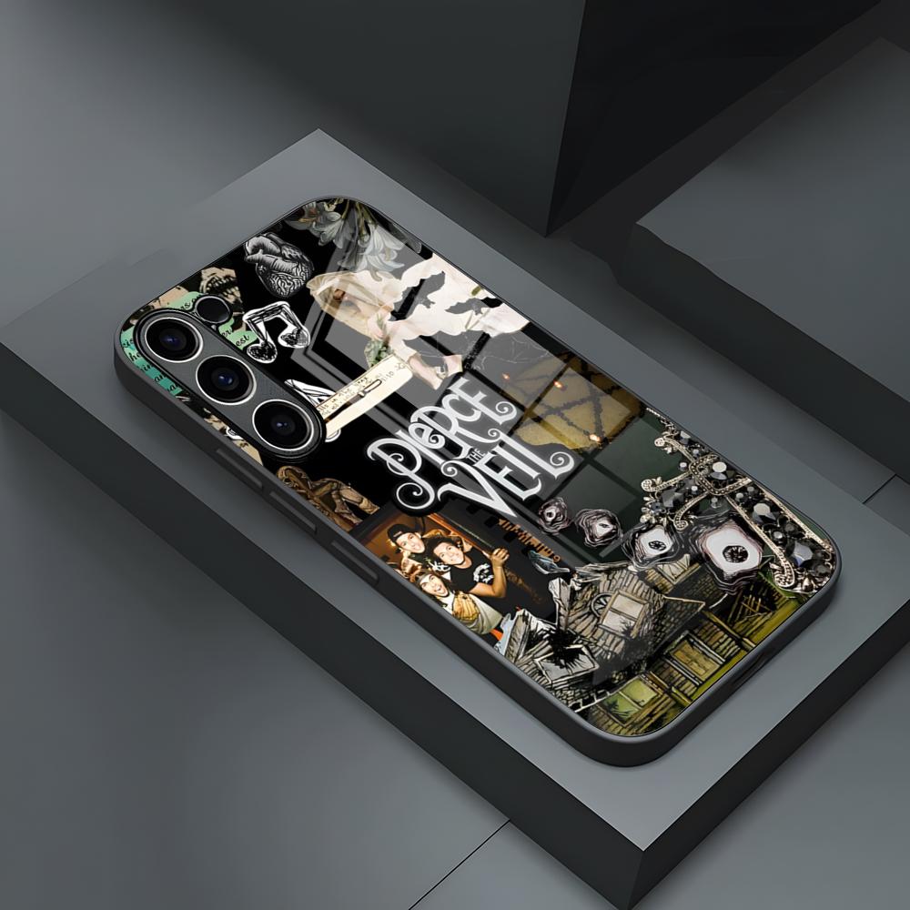 Чехол для телефона P-Pierce The Veil Band для S24 Ultra Samsung S23 Fe S22 S20 S21 Plus Galaxy A54 A34 A24 A53 Note 20 Стеклянная крышка