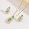 Изумрудное ожерелье Женский винтажный универсальный циркониевый квадратный кулон Комплект ювелирных изделий