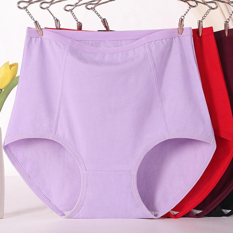 Женские трусики с высокой талией красного цвета для женщин среднего возраста и пожилых людей, большие размеры