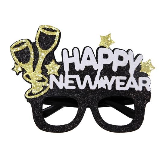 2024 новогодние украшения для вечеринки, очки, реквизит для фотографий, черные и золотые тематические рамки, оправы для очков с новым годом