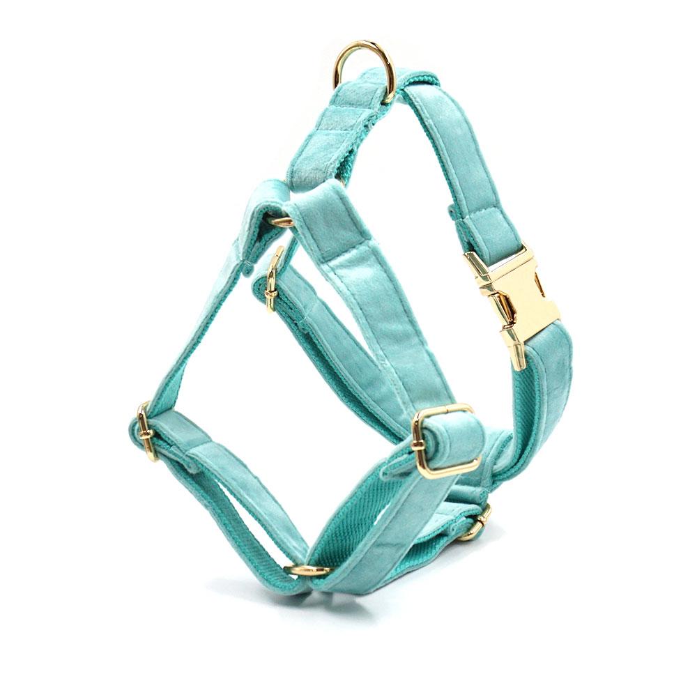 Бирюзовый ошейник-шлейка Tiffany для собаки, роскошный дизайнерский ошейник для собаки, бесплатная гравировка, регулируемый, мягкий бархатный набор шлеек для щенка