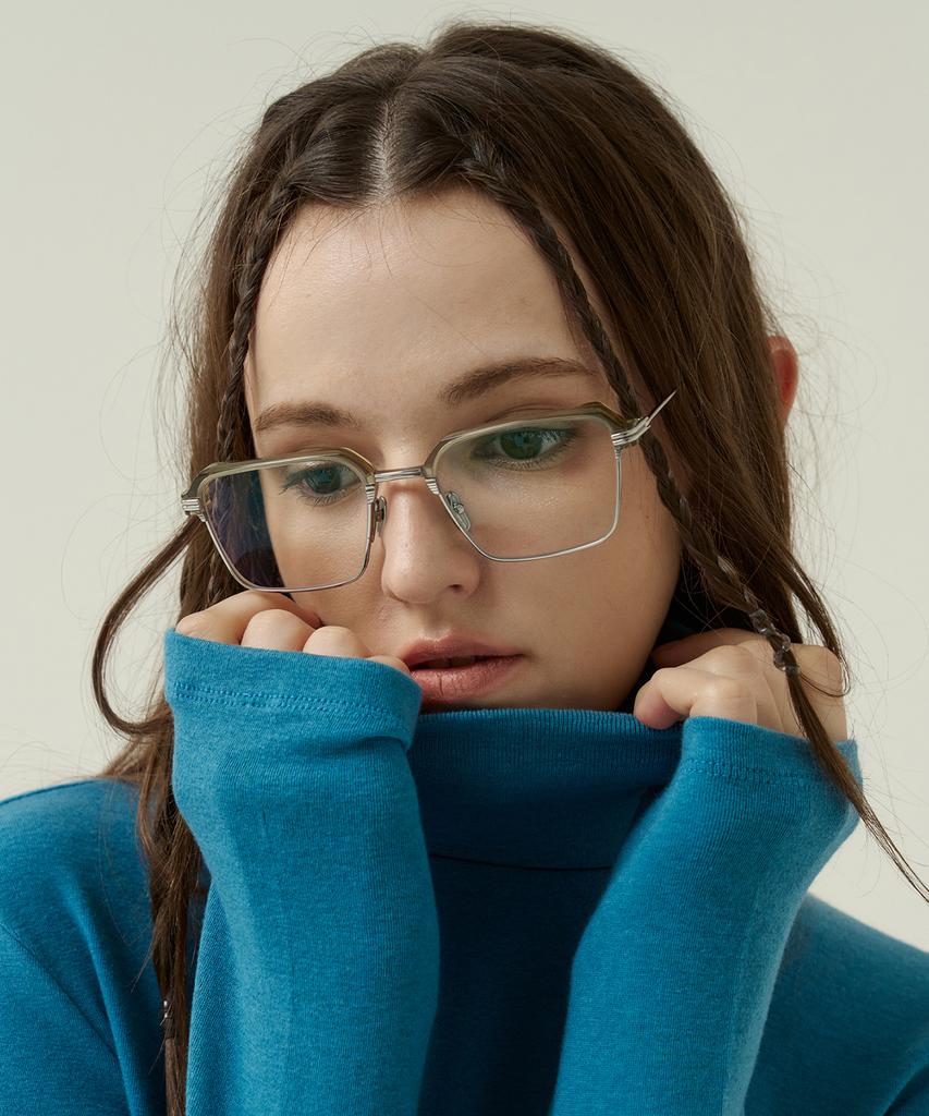 VOYONN Wool Tencel Turtleneck T-Shirt Blue 913-3
