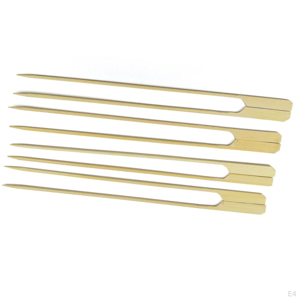 100 Pieces Bamboo Skewers Appetizers BBQ Wooden Paddle Food for Meat