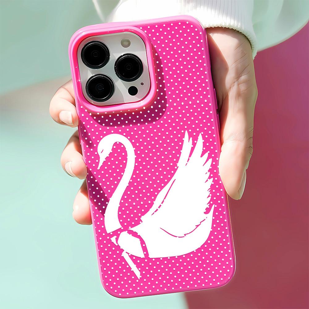 Роскошный чехол для телефона для iPhone 17 16e 16 15 14 13 12 11 X XS XR XSMAX 7 8 Air Pro Max Plus милый лебедь Двухслойная задняя крышка