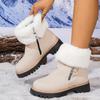 2025 Winter New Platform Mid-Heeled Boots Women's Comfortable Women's Boots Warm Cotton Boots Back Zipper Snow Boots Women's Women